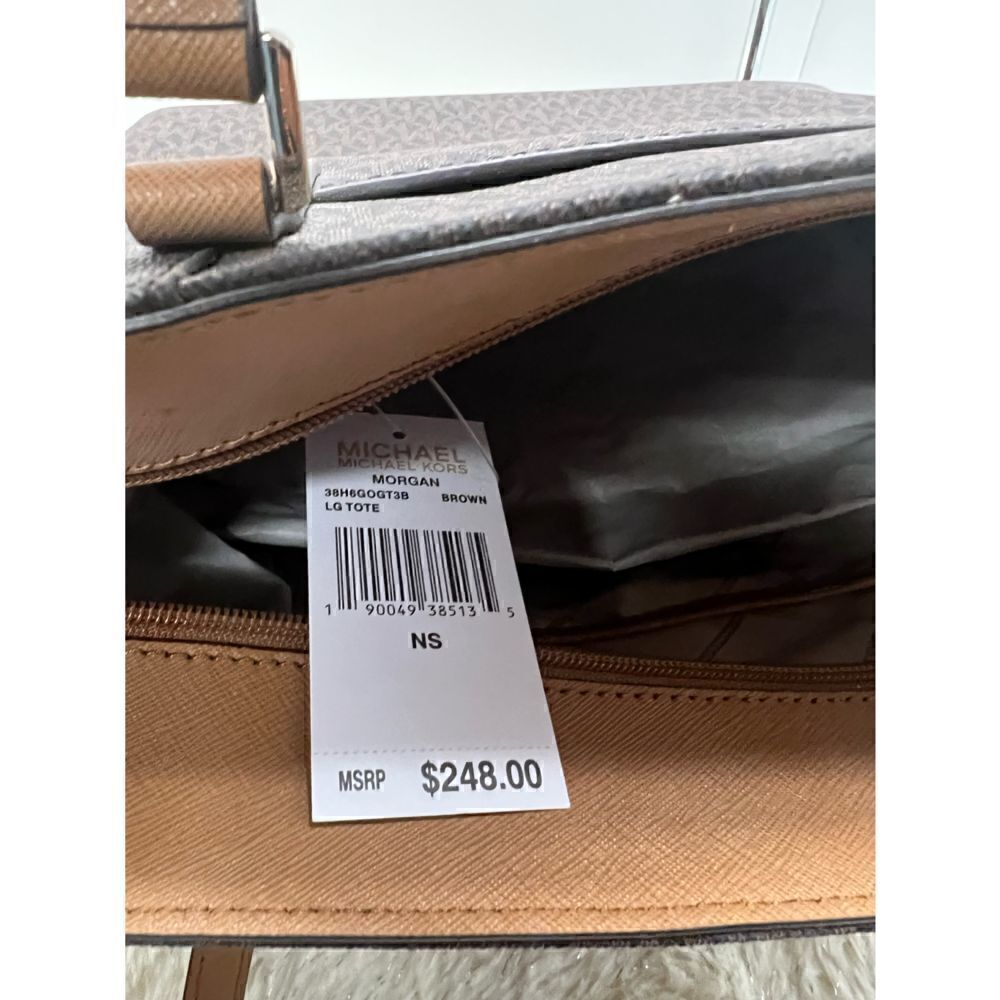 🔥🎁NWT! Michael Kors Morgan Large Tote Handbag Brown Msrp$248.00 - Picture 4 of 6